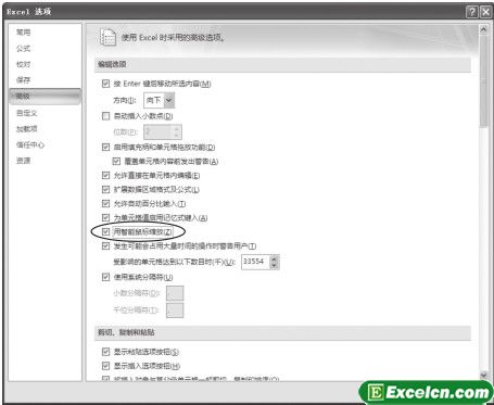 启用Excel2007智能鼠标缩放功能