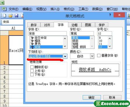 设置Excel2003单元格中的文本字形