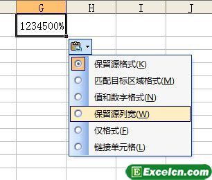 复制其他Excel图标的列宽