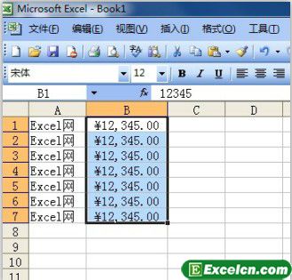 使用Excel2003的菜单命令设置数字格式