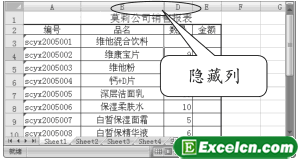 Excel2007隐藏列