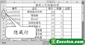 Excel2007隐藏行