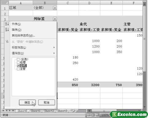 Excel2007中查看数据透视表