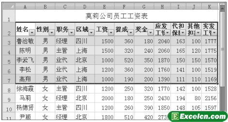 创建Excel数据列表