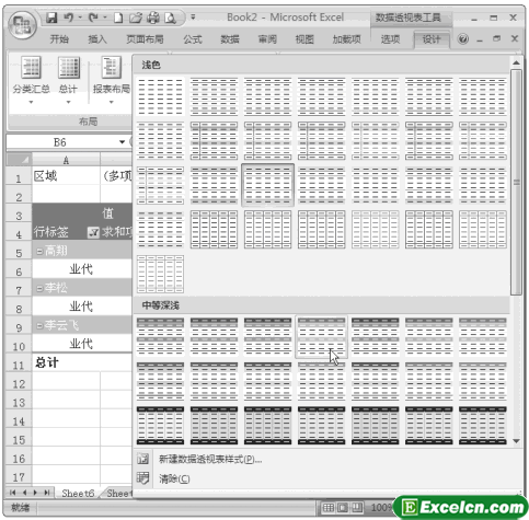 设置Excel数据透视表格式