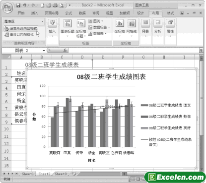 设置Excel2007图表区格式