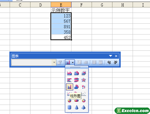 通过Excel2003图表工具栏创建图表