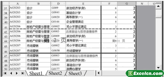 Excel2003插入分页符