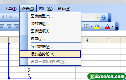 Excel2003中添加趋势线