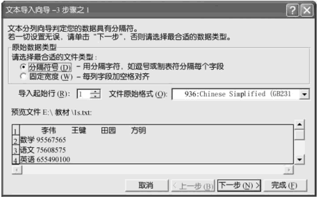 Excel2003文本导入