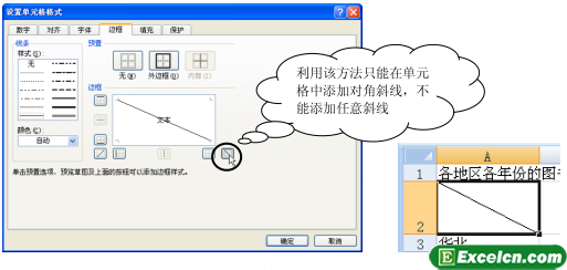 在Excel单元格中添加斜线