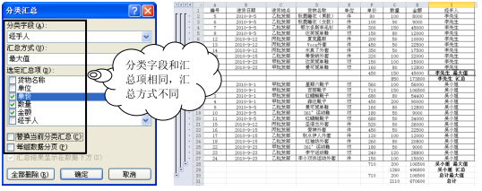 Excel多重分类汇总