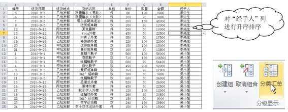 Excel分类汇总