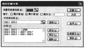 Excel规划求解参数