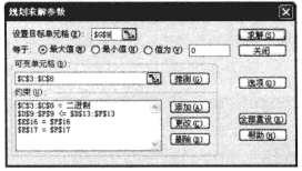 Excel规划求解参数