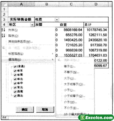 Excel2007筛选功能