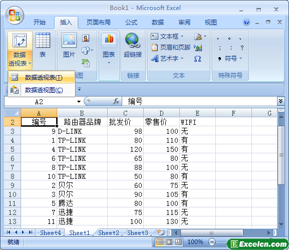 excel数据透视表的创建方法