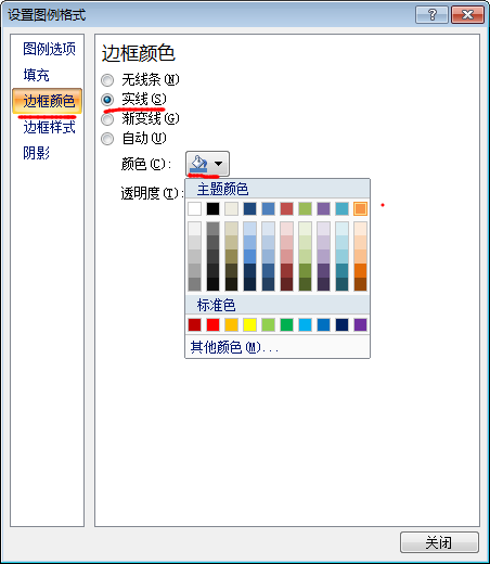 设置excel图表图例边框颜色