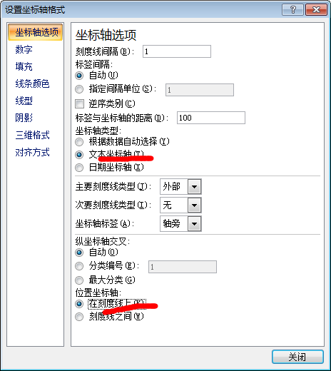 excel图表坐标轴设置对话框