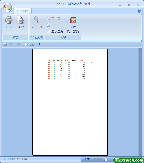 excel中的打印预览功能