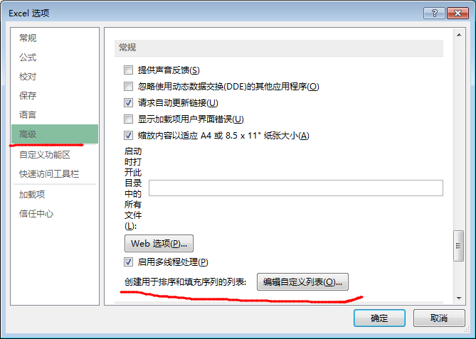 excel2013的高级选项