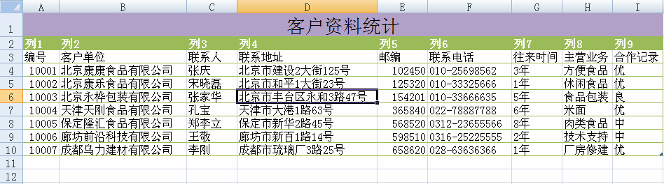 利用excel的自动套用表格样式