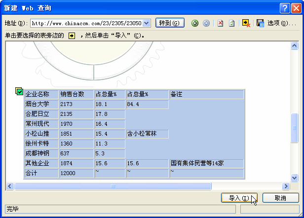 把互联网数据导入到excel中