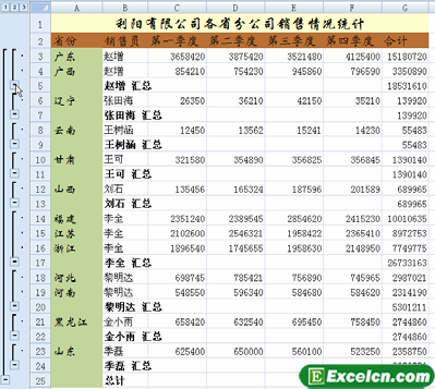 excel分类汇总数据