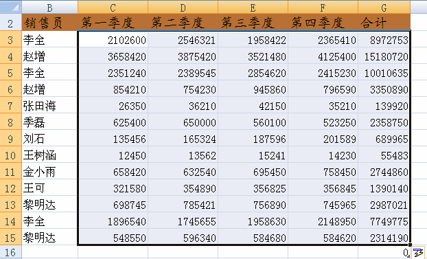 利用excel求和按钮进行求和