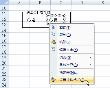 设置excel控件的格式