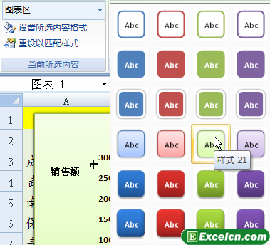 给excel图表设置边框和背景的样式