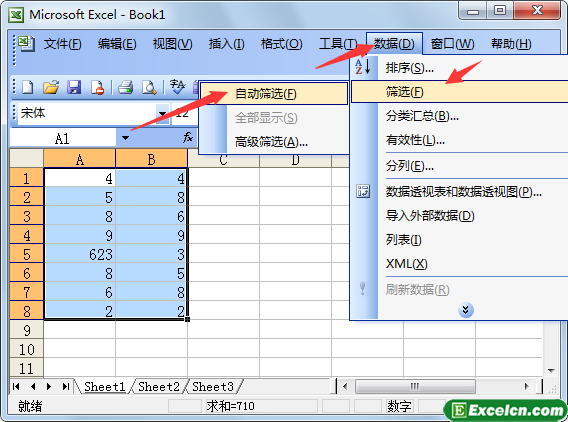 excel2003的自动筛选