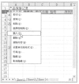 在excel中插入整行和整列