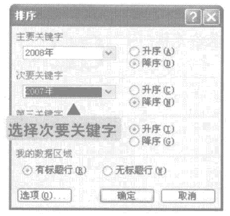 excel排序次要关键字