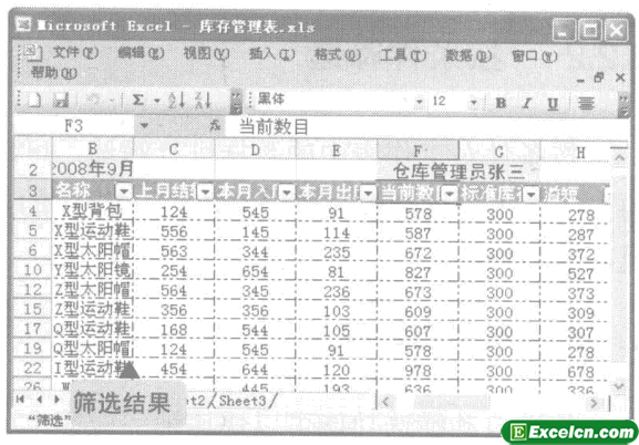 使用excel自动筛选结果展示