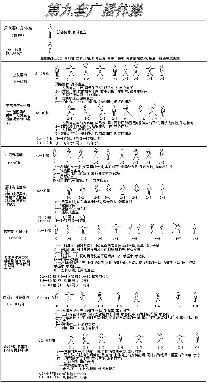 第九套广播体操（大众广播体操的图解）