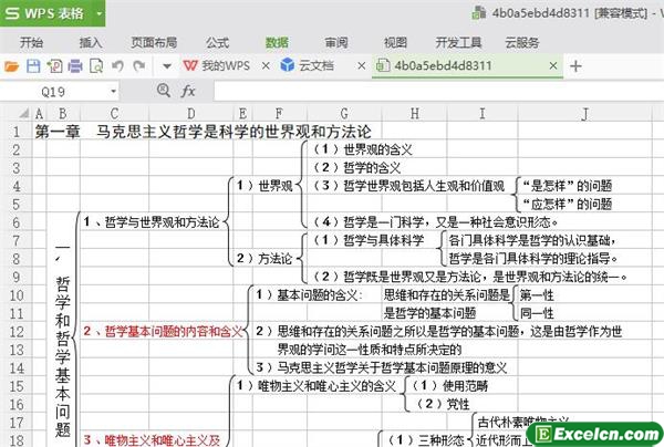 excel考研哲学脉络图模板