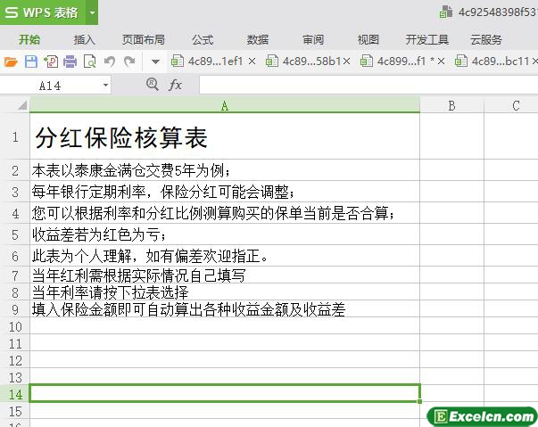 excel分红保险核算表模板