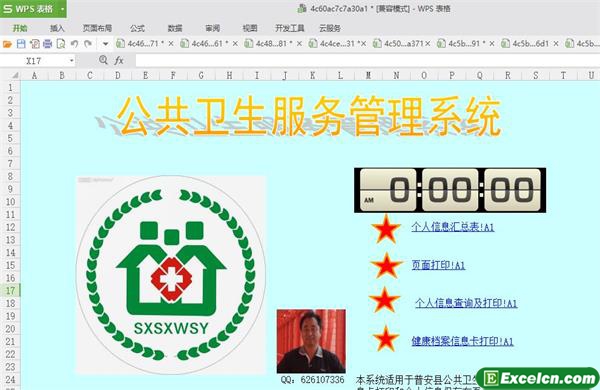 excel公共卫生服务管理系统模板