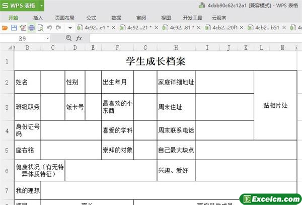 excel学生成长档案模板