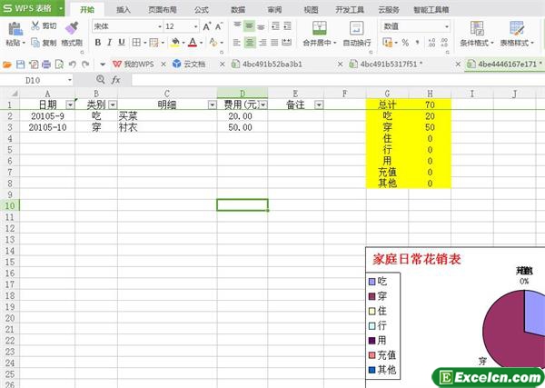 excel家庭日常花销表模板