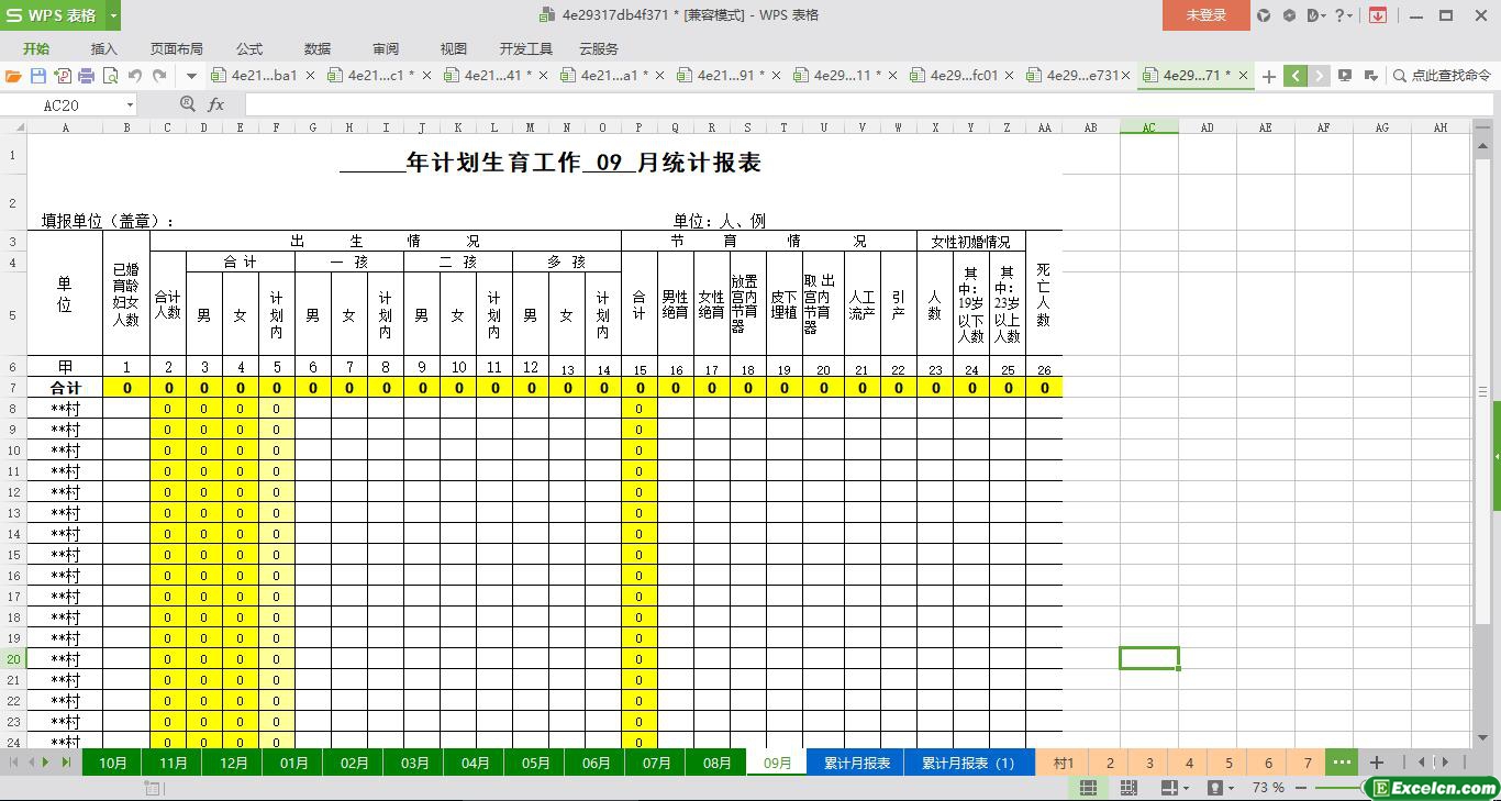 excel计划生育报表模板