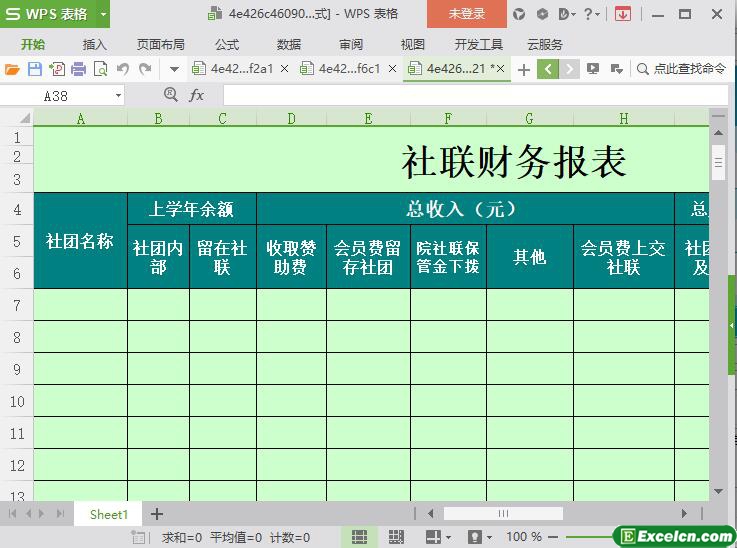 excel大学社联财务报表模板