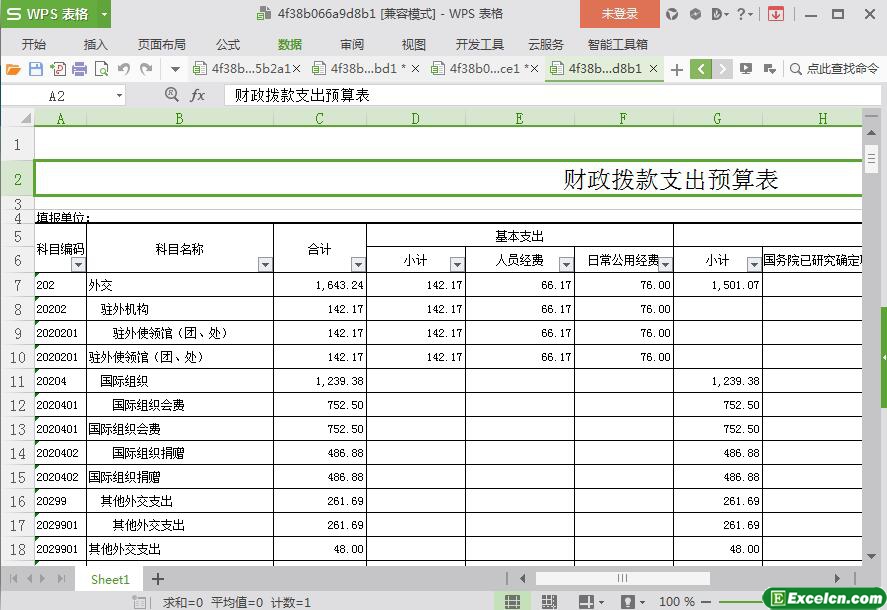 excel财政拨款支出预算表模板