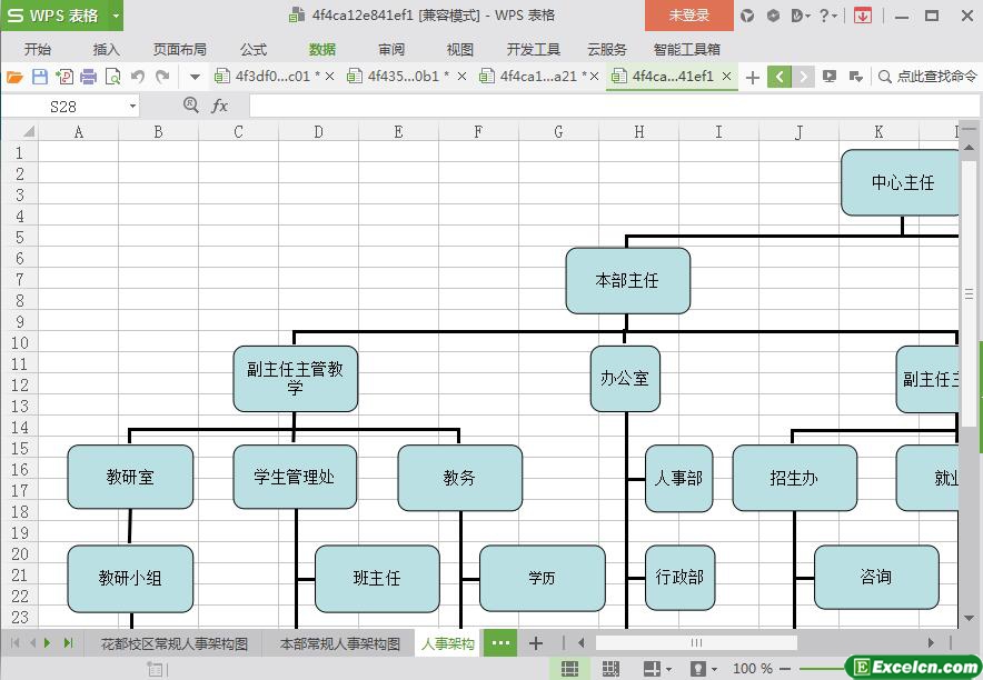 excel人事架构图模板