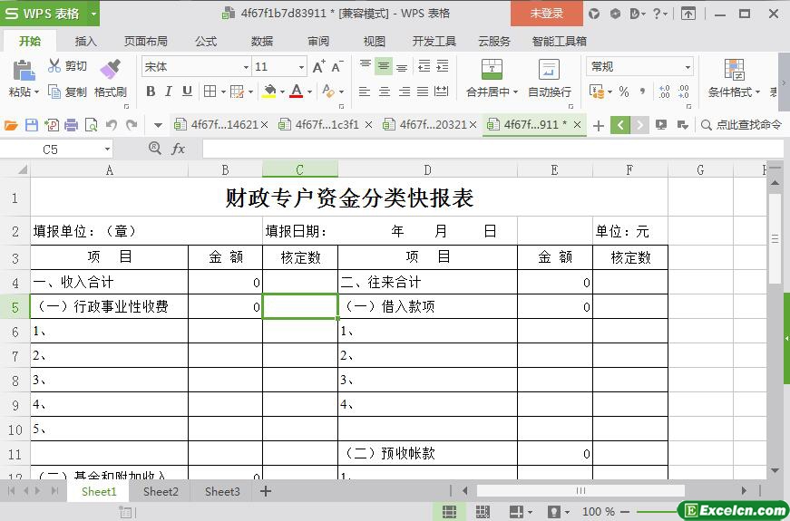 excel财政专户资金分类快报表模板