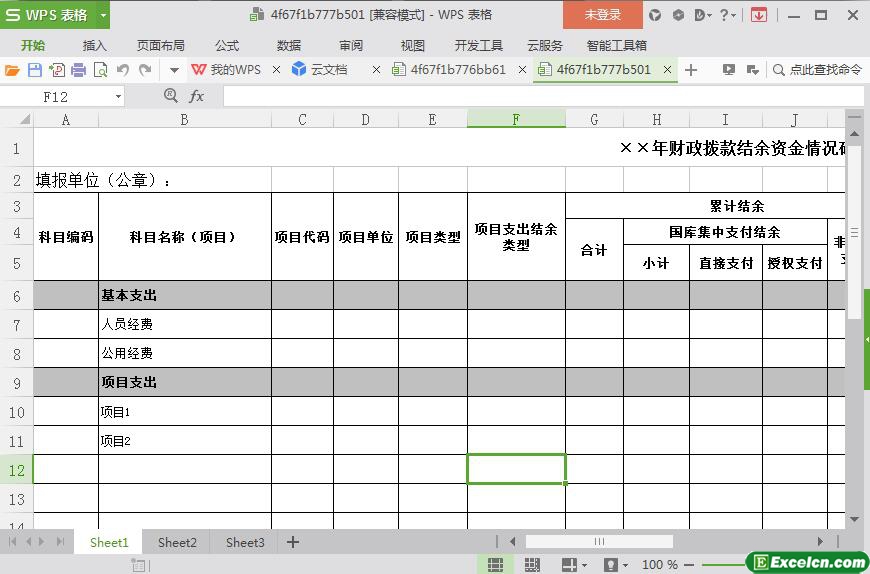 excel年财政拨款结余资金情况确认表模板