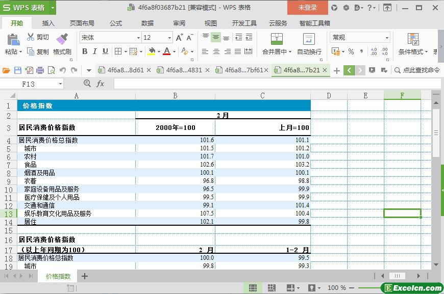 excel居民消费价格指数模板