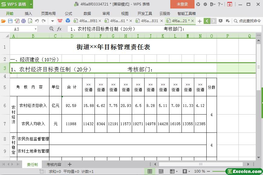 excel街道年度目标管理责任表模板