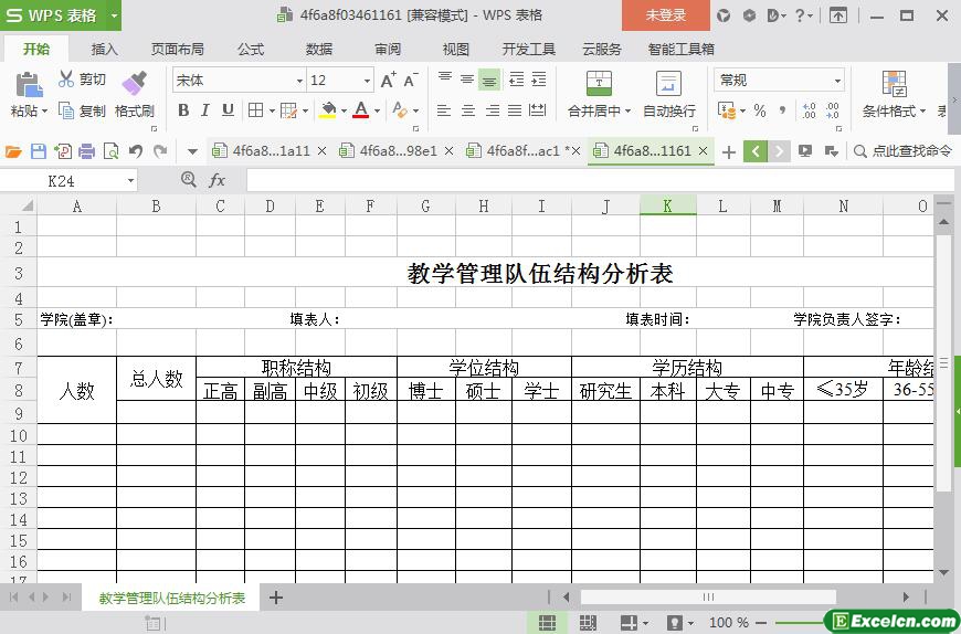 excel教学管理队伍结构分析表模板